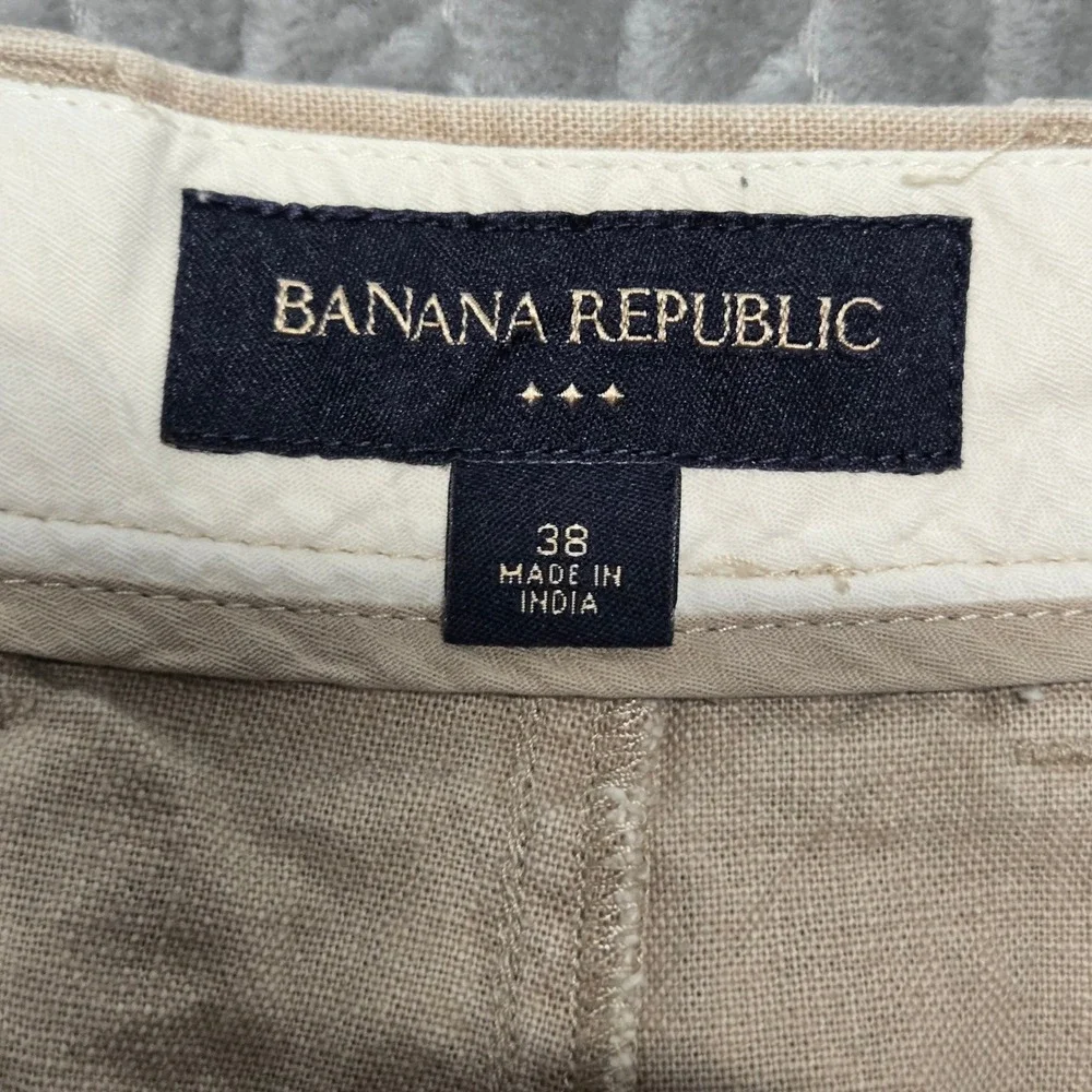 Banana Republic Mens Tan Linen Cotton Blend Flat Front Shorts Size 38 622418